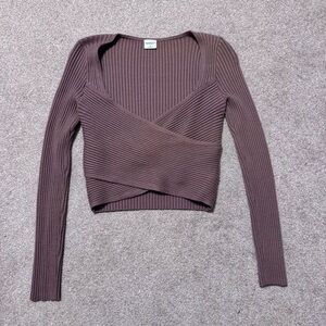 A&F - M - Brown Crossed Sweater Top